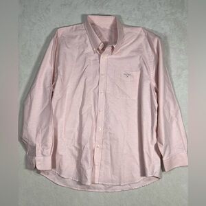 Barbour 3XL UK London Classic Oxford Pink Button Front Shirt Front Logo Shirt